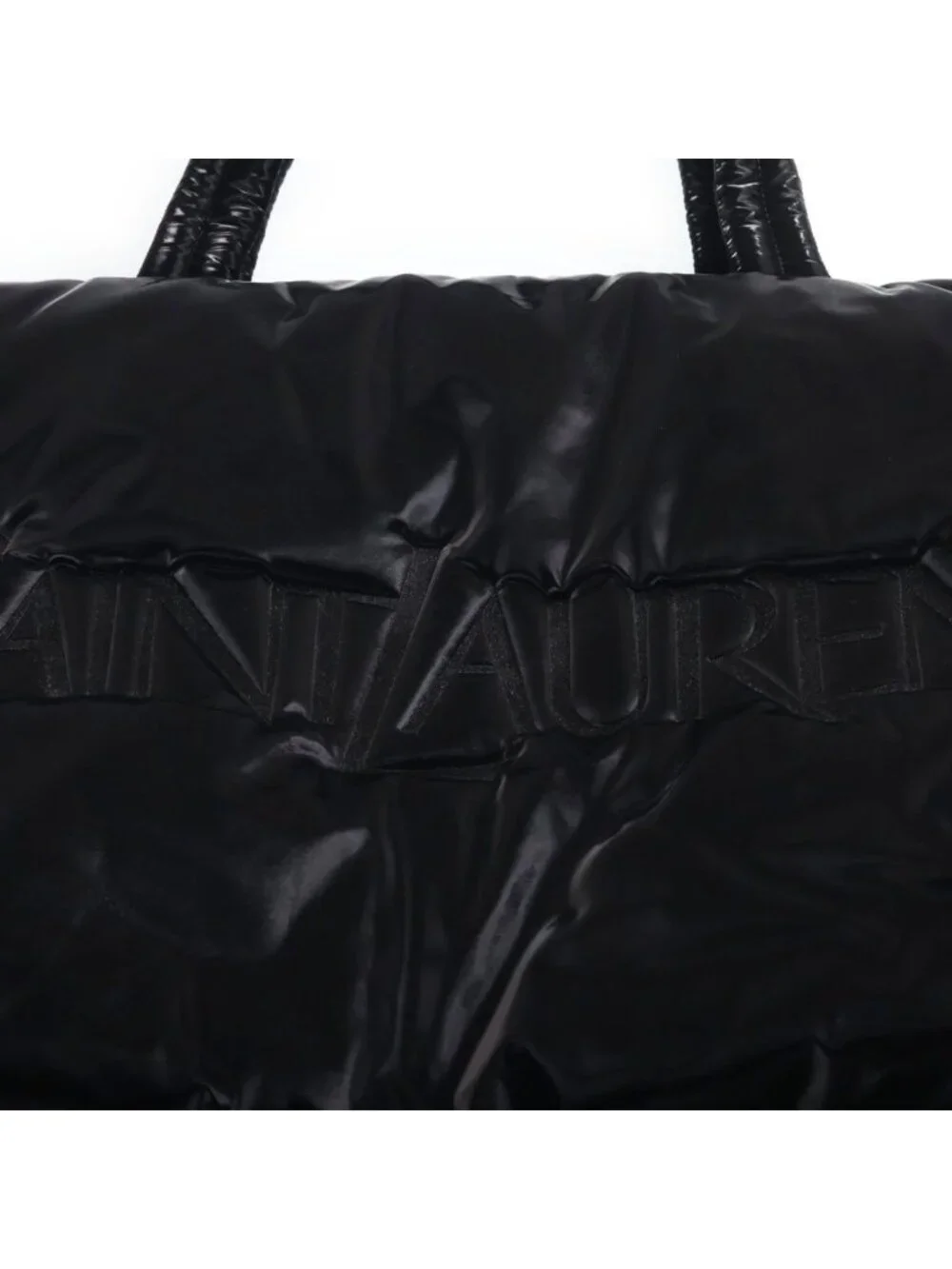 Saint Laurent Paris Tote Bag Wide Puffer Logo Black Nylon